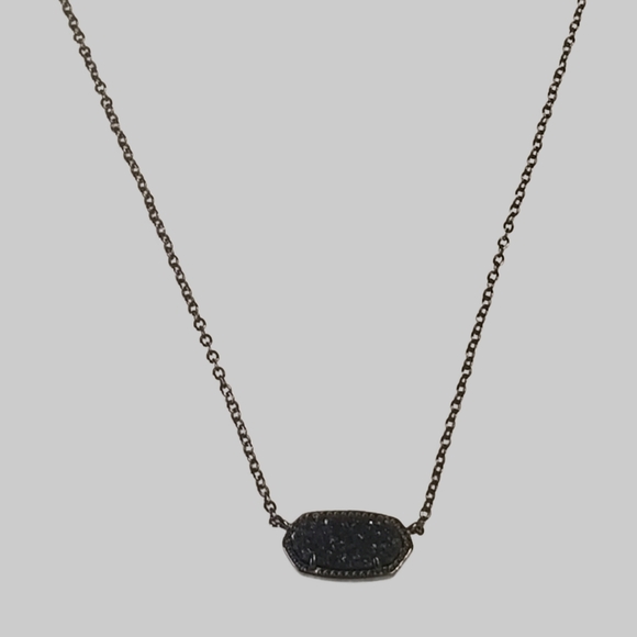 Kendra Scott Elisa Gunmetal Pendant Necklace - Black Drusy - Picture 3 of 6